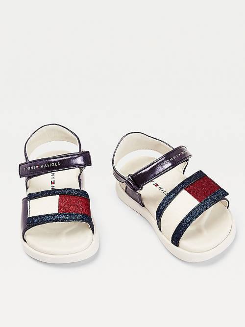 Blue Tommy Hilfiger Metallic Flag Glitter Girls' Sandals | TH689NPJ