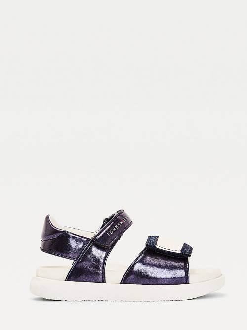 Blue Tommy Hilfiger Metallic Flag Glitter Girls' Sandals | TH689NPJ