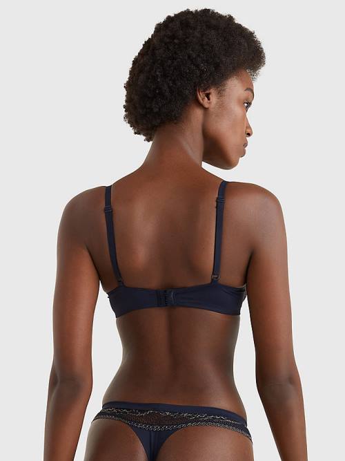 Blue Tommy Hilfiger Metallic Lace Underwired Bra Women's Underwear | TH316DIY