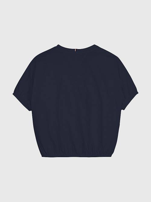 Blue Tommy Hilfiger Metallic Logo Elasticated Waist Girls' T Shirts | TH215RYK