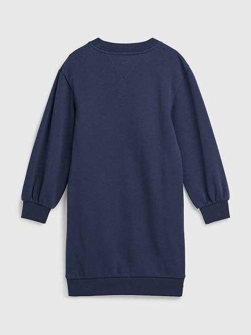 Blue Tommy Hilfiger Metallic Logo Sweatshirt Girls' Dress | TH920UWB