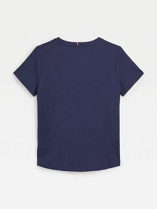 Blue Tommy Hilfiger Metallic Signature Logo Girls' T Shirts | TH260CBS