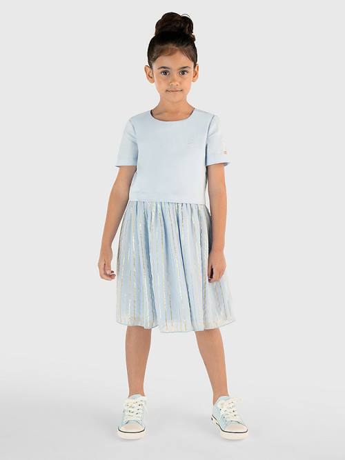 Blue Tommy Hilfiger Metallic Stripe Girls' Dress | TH734JBV