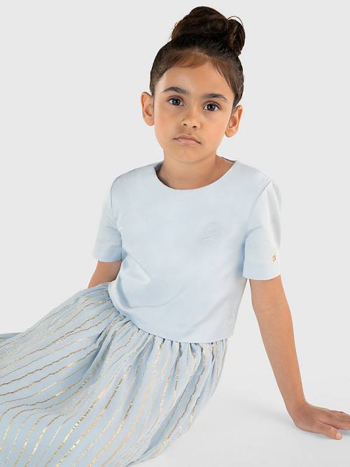 Blue Tommy Hilfiger Metallic Stripe Girls' Dress | TH734JBV