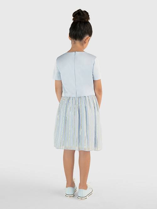 Blue Tommy Hilfiger Metallic Stripe Girls' Dress | TH734JBV