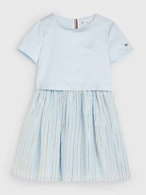 Blue Tommy Hilfiger Metallic Stripe Girls' Dress | TH734JBV