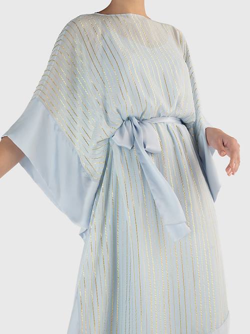 Blue Tommy Hilfiger Metallic Stripe Kaftan Women's Dress | TH831MTJ