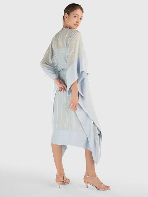 Blue Tommy Hilfiger Metallic Stripe Kaftan Women's Dress | TH831MTJ