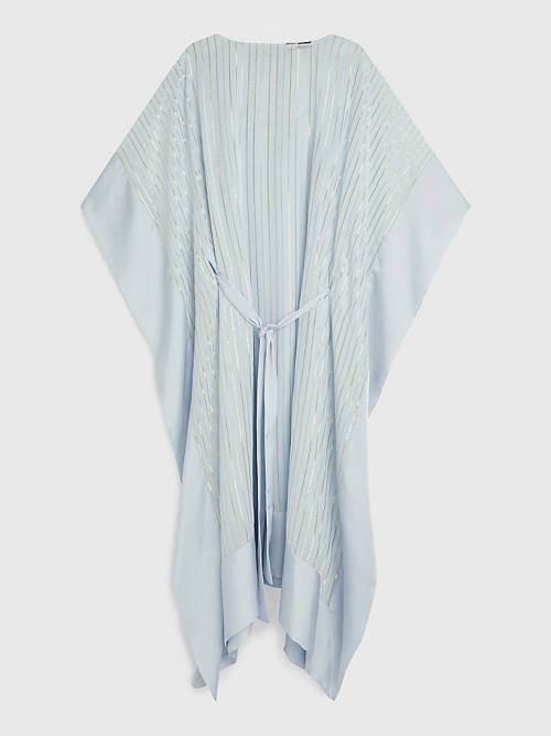 Blue Tommy Hilfiger Metallic Stripe Kaftan Women's Dress | TH831MTJ