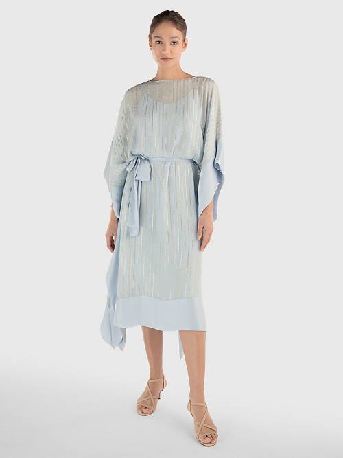 Blue Tommy Hilfiger Metallic Stripe Kaftan Women\'s Dress | TH831MTJ