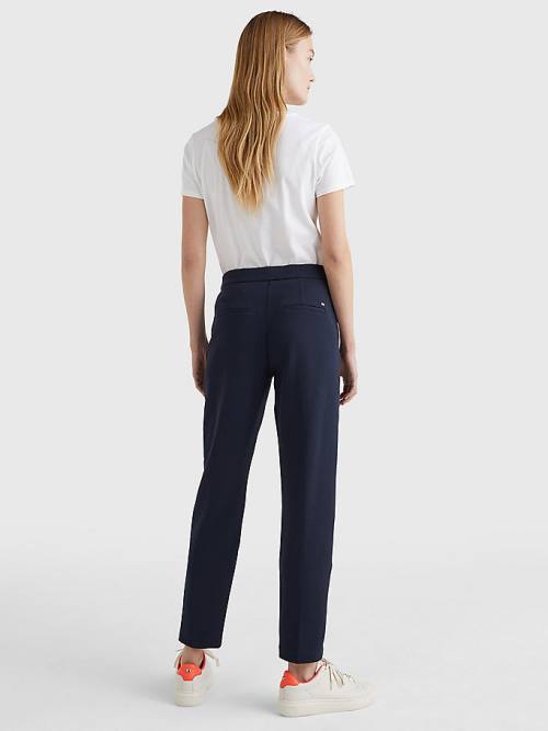 Blue Tommy Hilfiger Michelle Textured Tapered Women's Pants | TH651FQM