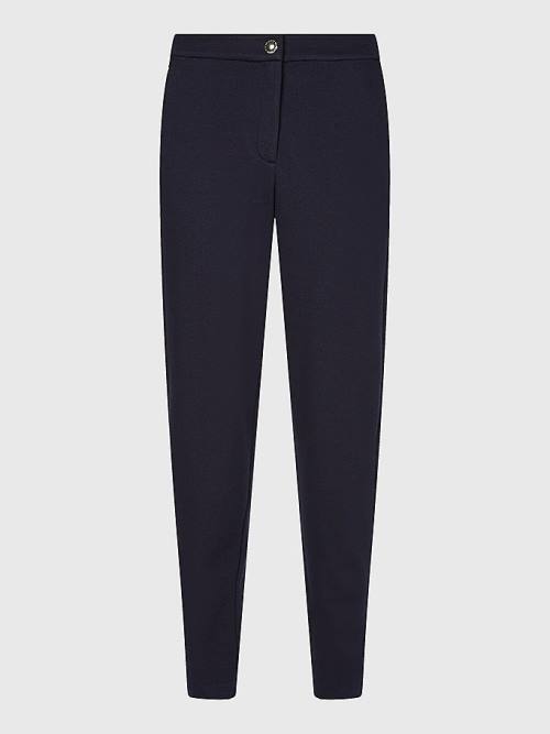 Blue Tommy Hilfiger Michelle Textured Tapered Women's Pants | TH651FQM