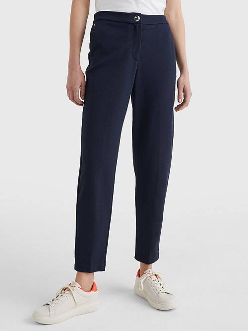 Blue Tommy Hilfiger Michelle Textured Tapered Women\'s Pants | TH651FQM