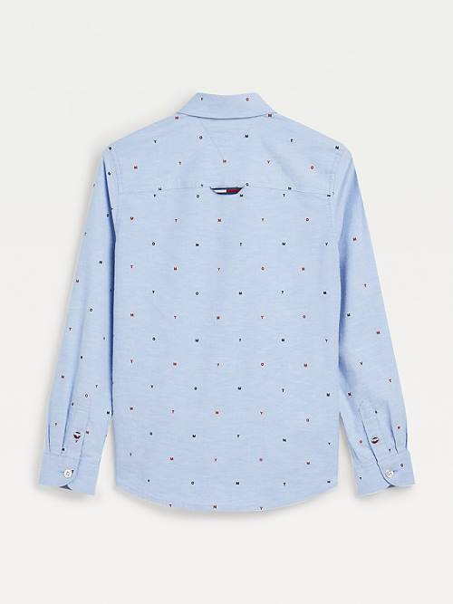 Blue Tommy Hilfiger Micro Print Oxford Boys' Shirts | TH843YEF