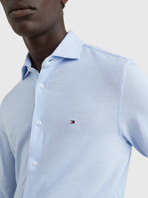 Blue Tommy Hilfiger Micro Stripe Men's Shirts | TH452ASE