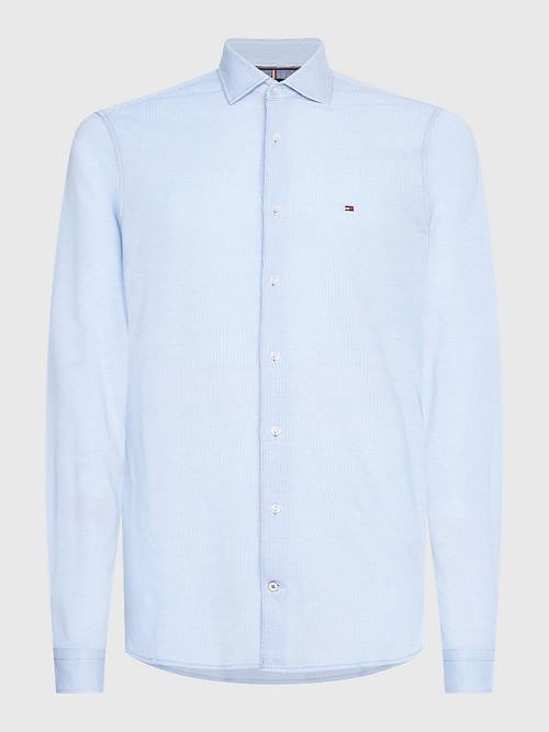 Blue Tommy Hilfiger Micro Stripe Men\'s Shirts | TH452ASE