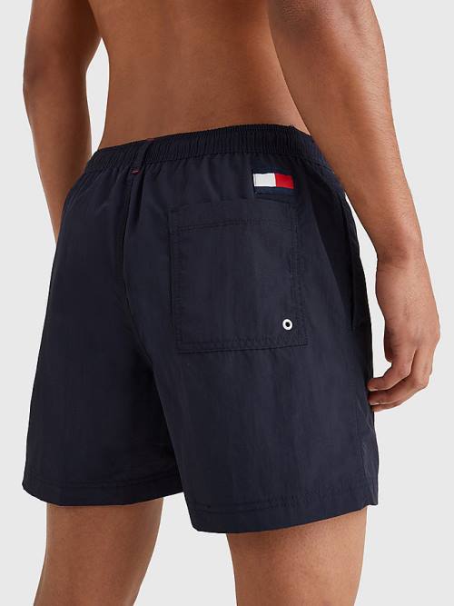 Blue Tommy Hilfiger Mid Length Drawstring Shorts Men's Swimwear | TH185JTX