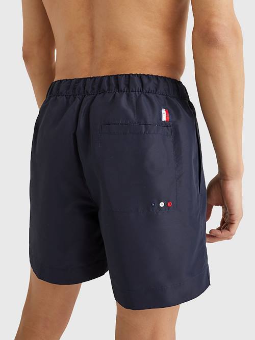 Blue Tommy Hilfiger Mid Length Signature Logo Shorts Men's Swimwear | TH204HIW