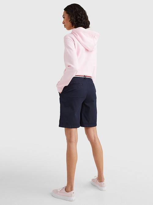 Blue Tommy Hilfiger Mid Rise Chino Women's Shorts | TH496ZWA