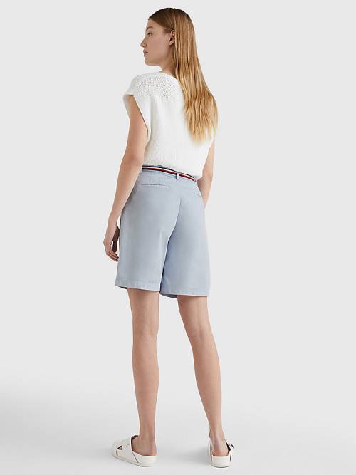 Blue Tommy Hilfiger Mid Rise Chino Women's Shorts | TH830ALN