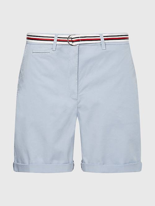 Blue Tommy Hilfiger Mid Rise Chino Women's Shorts | TH830ALN