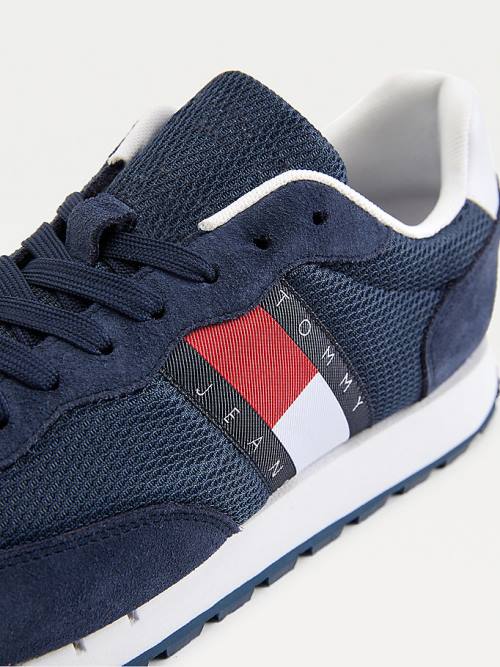 Blue Tommy Hilfiger Mixed Panel Men's Sneakers | TH729ETY