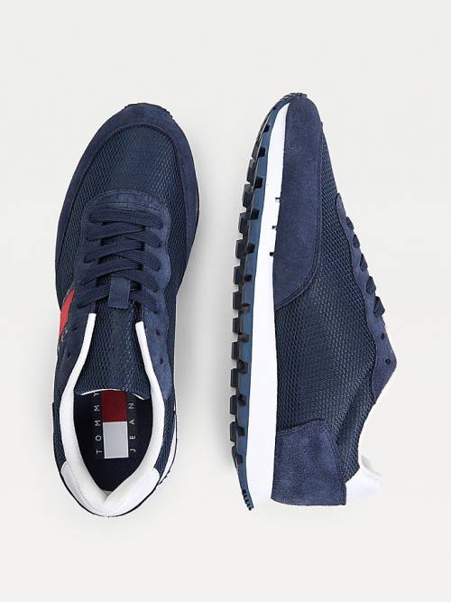 Blue Tommy Hilfiger Mixed Panel Men's Sneakers | TH729ETY