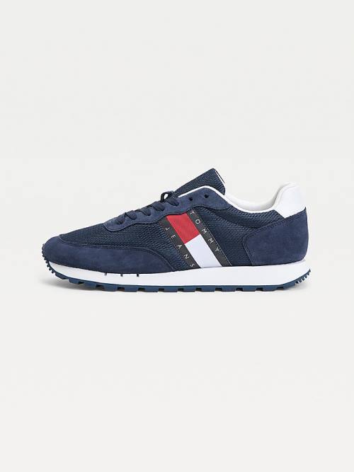 Blue Tommy Hilfiger Mixed Panel Men's Sneakers | TH729ETY