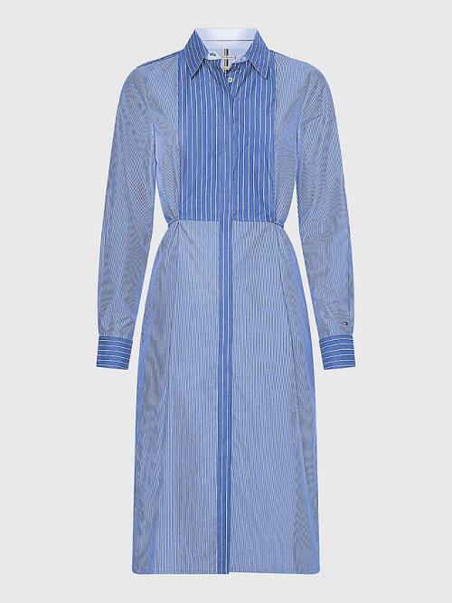 Blue Tommy Hilfiger Mixed Stripe Shirt Women's Dress | TH951TLX