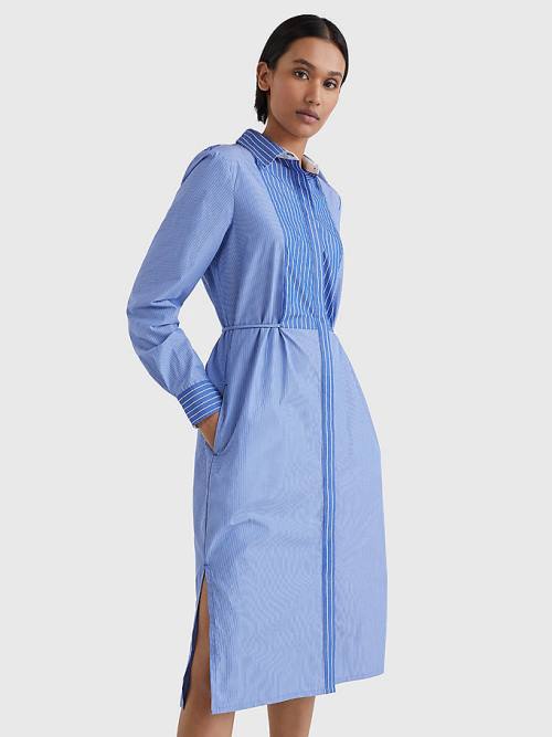 Blue Tommy Hilfiger Mixed Stripe Shirt Women\'s Dress | TH951TLX