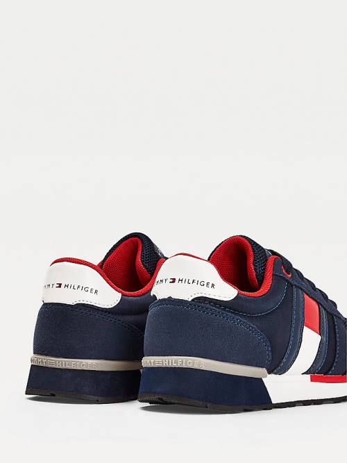 Blue Tommy Hilfiger Mixed Texture Lace-Up Boys' Sneakers | TH821WSP