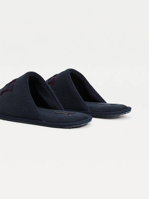 Blue Tommy Hilfiger Monogram Home Men's Slippers | TH913ZPY