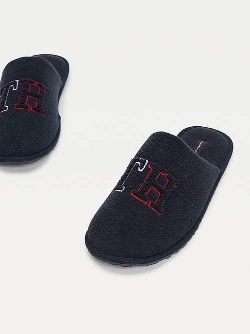 Blue Tommy Hilfiger Monogram Home Men's Slippers | TH913ZPY