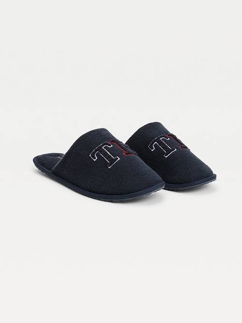 Blue Tommy Hilfiger Monogram Home Men\'s Slippers | TH913ZPY