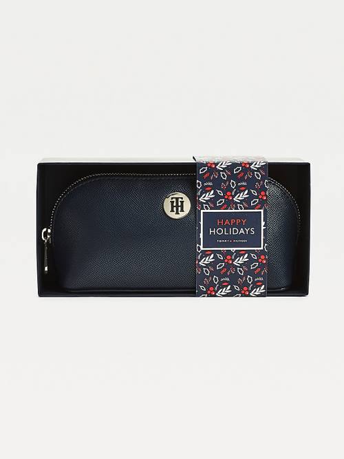 Blue Tommy Hilfiger Monogram Makeup Bag Gift Set Women\'s Hats | TH931GCI