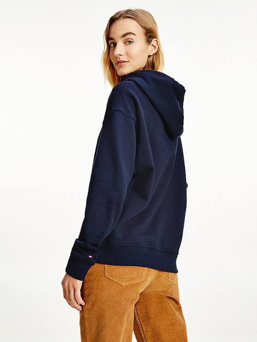 Blue Tommy Hilfiger Monogram Organic Cotton Women's Hoodie | TH951DVO