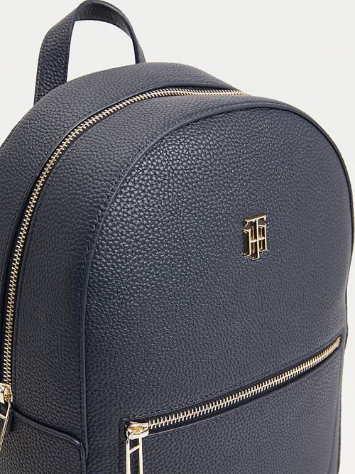 Blue Tommy Hilfiger Monogram Plaque Backpack Women's Bags | TH370PRI