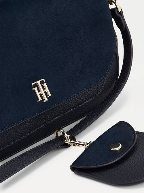 Blue Tommy Hilfiger Monogram Plaque Crossover Women's Bags | TH204MRL