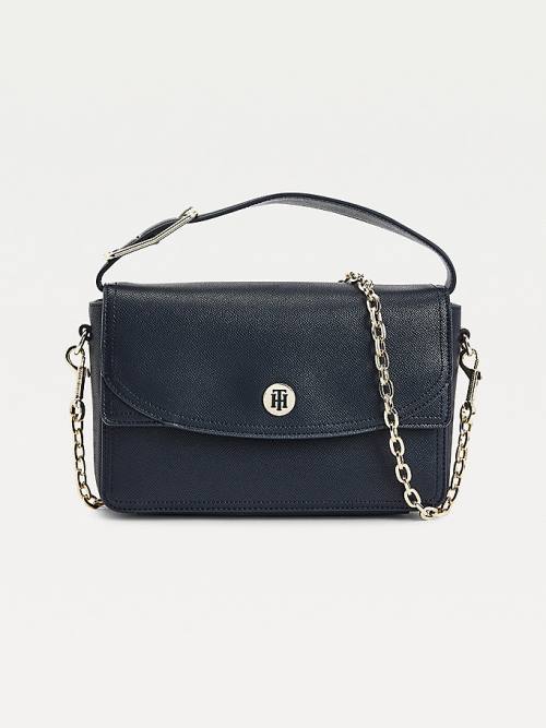 Blue Tommy Hilfiger Monogram Plaque Flap Crossover Women\'s Bags | TH948MST