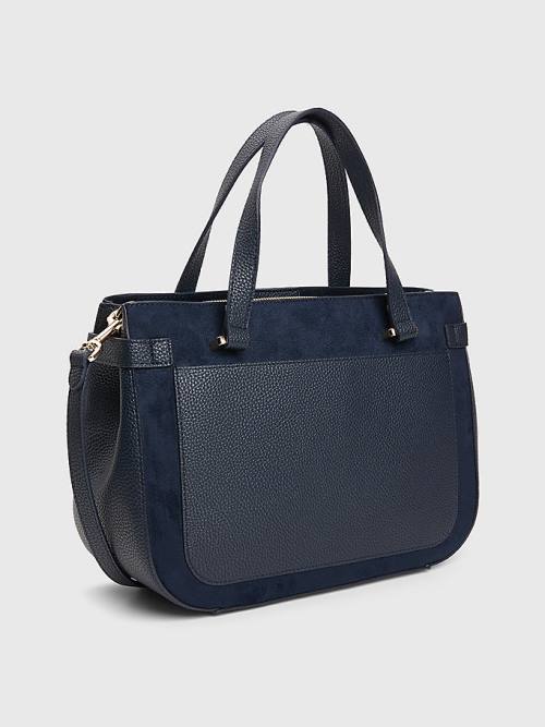 Blue Tommy Hilfiger Monogram Plaque Satchel Women's Bags | TH821EPB