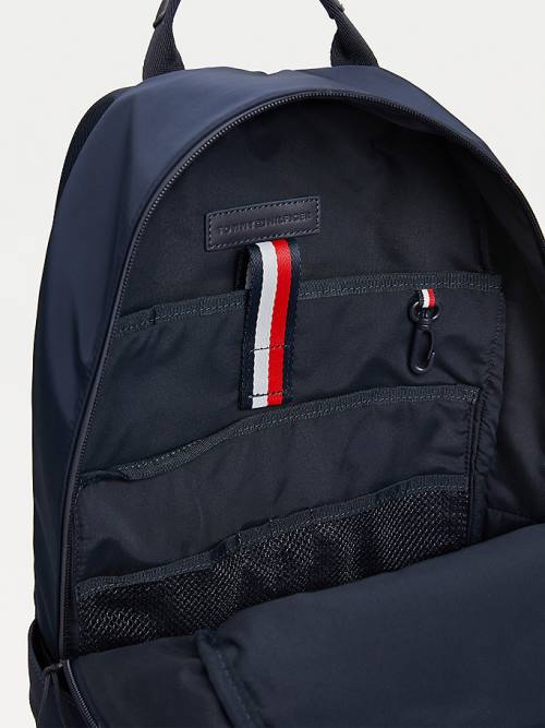 Blue Tommy Hilfiger Monogram Print Backpack Men's Bags | TH863KIR