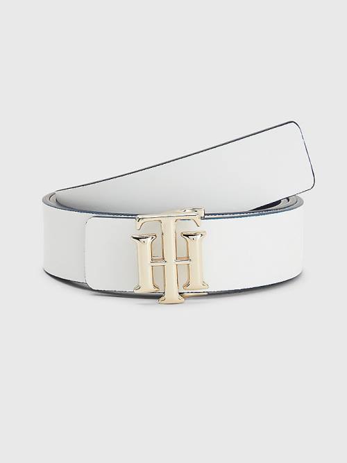 Blue Tommy Hilfiger Monogram Reversible Leather Women's Belts | TH956TDL