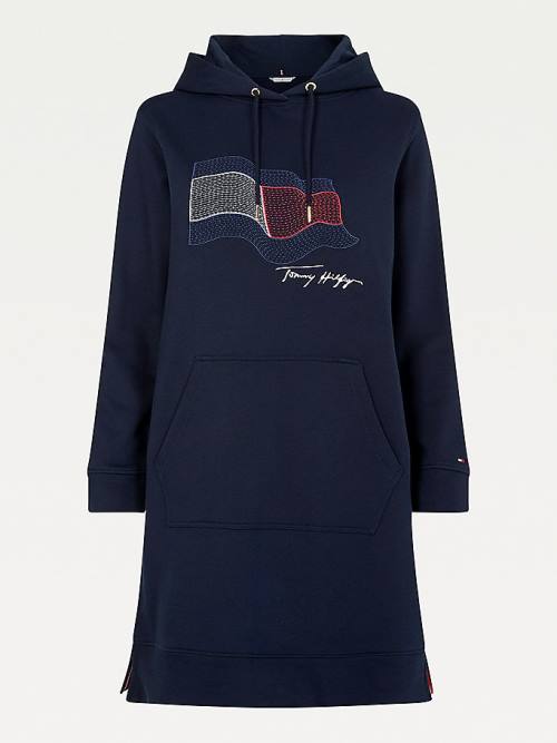 Blue Tommy Hilfiger Motion Flag Women's Dress | TH502LVJ