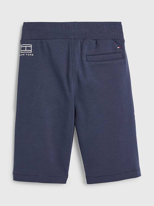 Blue Tommy Hilfiger Multi Logo Drawstring Sweat Shorts Boys' Pants | TH234GCT