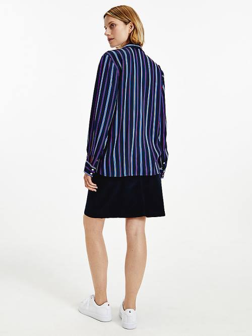 Blue Tommy Hilfiger Multicolour Stripe Viscose Women's Blouse | TH548CNG