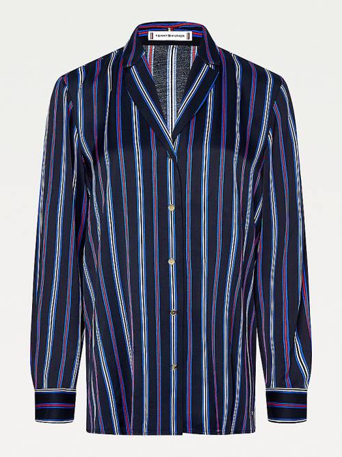 Blue Tommy Hilfiger Multicolour Stripe Viscose Women's Blouse | TH548CNG