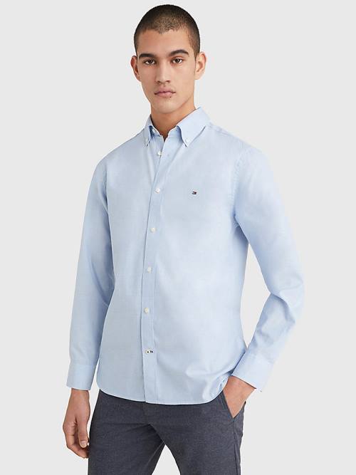 Blue Tommy Hilfiger Natural Soft Poplin Regular Fit Men's Shirts | TH084BWO