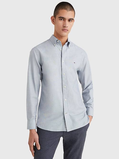 Blue Tommy Hilfiger Natural Soft Poplin Regular Fit Men's Shirts | TH908ISW