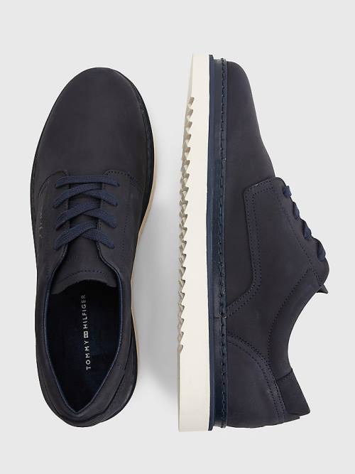 Blue Tommy Hilfiger Nubuck Cleat Lace-Up Men's Casual Shoes | TH418VGM