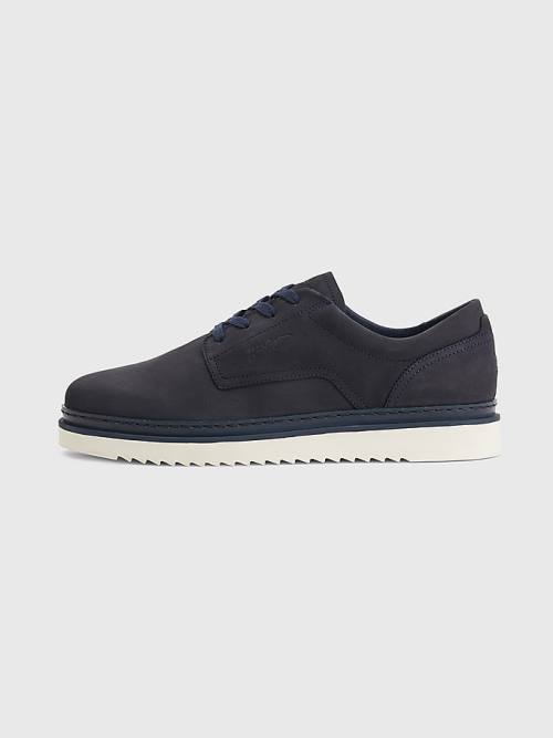 Blue Tommy Hilfiger Nubuck Cleat Lace-Up Men's Casual Shoes | TH418VGM